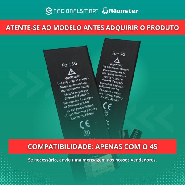 Serviço Troca de Bateria iPhone 5 5G - Assistência Smart - iMonster Original em até 36h