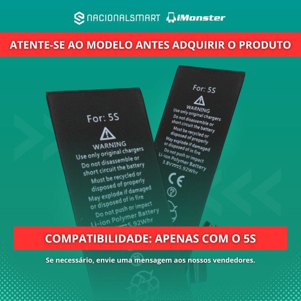 Bateria iMonster Original Compatível com iPhone 5S Bateria iMonster Original Compatível com iPhone 5S