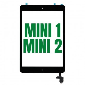 Vidro com touch screen compatível com iPad Mini 1 2 preto
