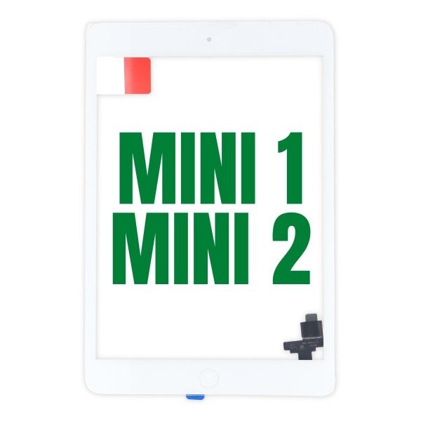 Vidro com touch screen compatível com iPad Mini 1 2 branco