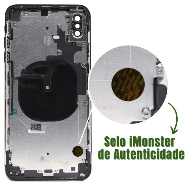 Carcaça com componentes compatível com iPhone XS Max cinza