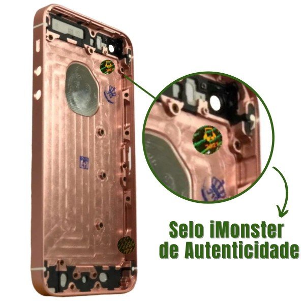 Carcaça Tampa traseira compatível com iPhone SE rosa dourado