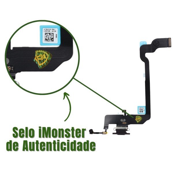 Flex Conector de carga compatível com iPhone XS preto